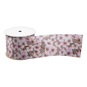 Cherry blossom pattern satin ribbon