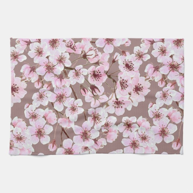 Cherry blossom pattern tea towel (Horizontal)