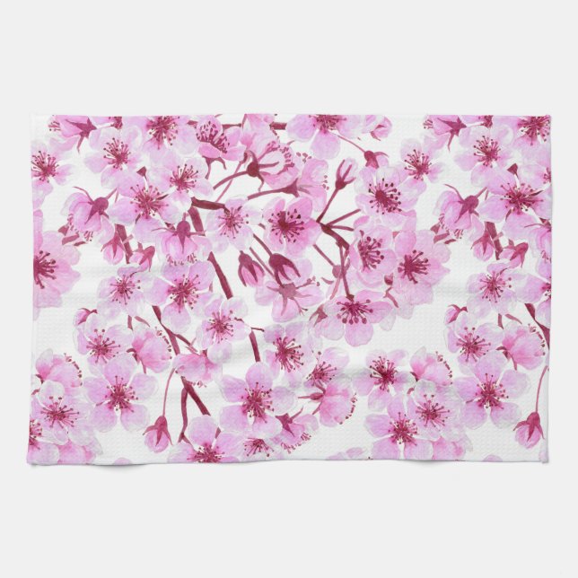 Cherry blossom pattern tea towel (Horizontal)
