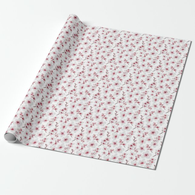 Cherry Blossom pattern Wrapping Paper (Unrolled)