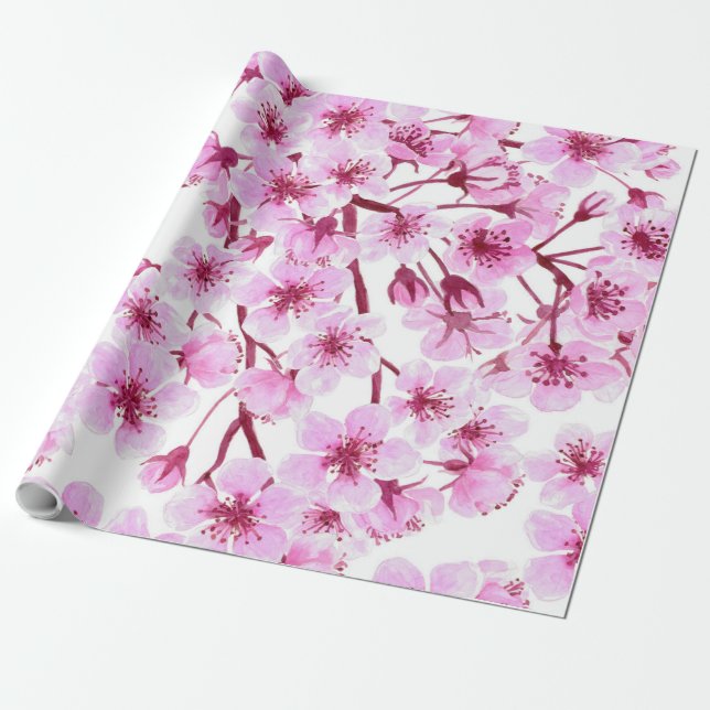 Cherry blossom pattern wrapping paper (Unrolled)