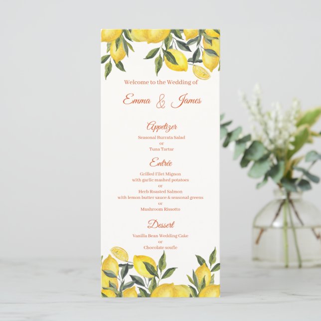 Cherry Blossom Personalised Wedding Menu Card (Standing Front)