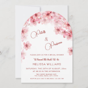Cherry Blossom Petals and Prosecco Bridal Shower Invitation