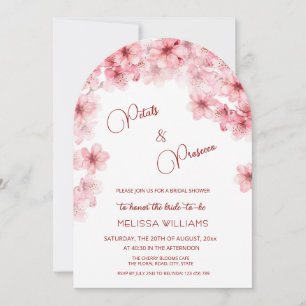 Cherry Blossom Petals and Prosecco Bridal Shower Invitation