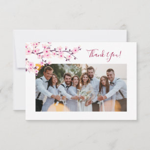 Cherry Blossom Photo Wedding Thank You Card