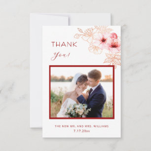 Cherry Blossom Photo Wedding Thank You Card