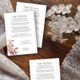 Cherry Blossom Pink and White Wedding Details Enclosure Card