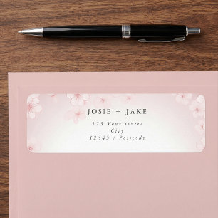 Cherry blossom pink background return address label