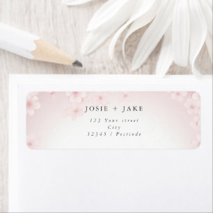 Cherry blossom pink background return address label