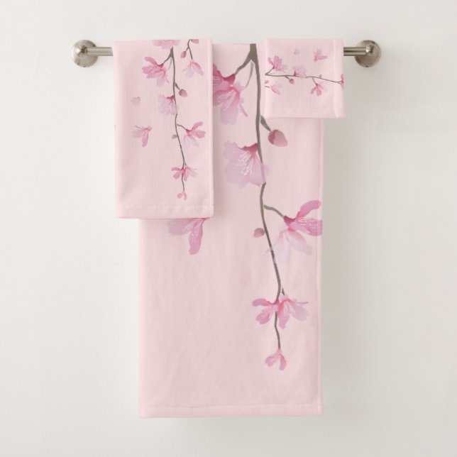 Cherry Blossom - Pink Bath Towel Set (Insitu)
