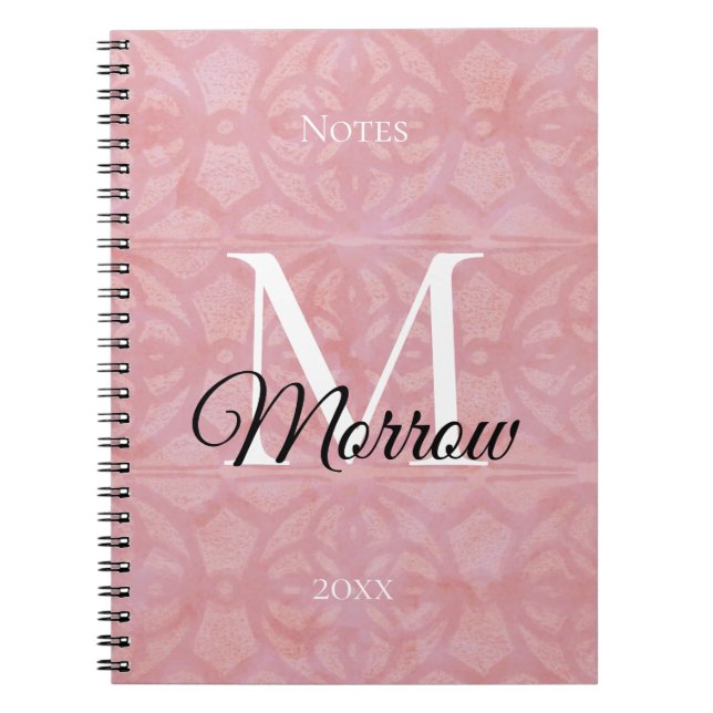  Cherry Blossom Pink Batik Name and Year  Notebook (Front)