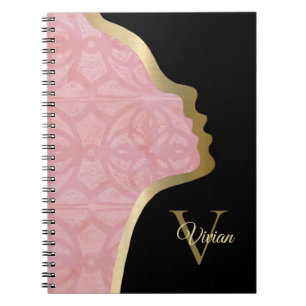 Cherry Blossom Pink Black And Gold Face Notebook