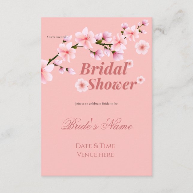 Cherry Blossom Pink Bridal Shower Invitation (Front)