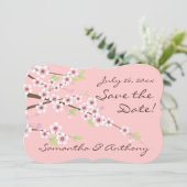 Cherry Blossom Pink/Brown Save the Date (Standing Front)