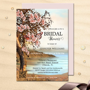 Cherry Blossom Pink Butterfly Bridal Shower Invitation