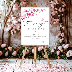 Cherry Blossom Pink Butterfly Welcome Sign