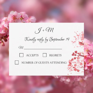 Cherry Blossom Pink Floral flowers Modern RSVP Card