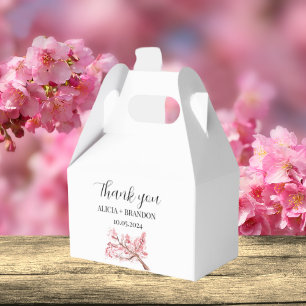 Cherry Blossom Pink Floral Modern Wedding Favour Box