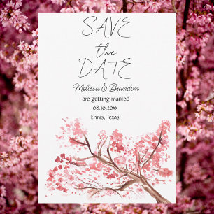 Cherry Blossom Pink Floral Rustic Wedding  Invitation