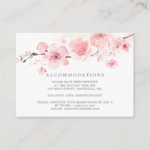 Cherry Blossom Pink Floral Wedding Accommodation Enclosure Card