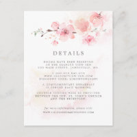 Cherry Blossom Pink Floral Wedding Guest Details E