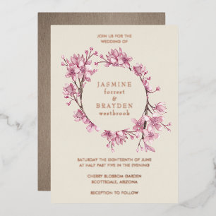 Cherry Blossom Pink Floral Wedding Rose Gold