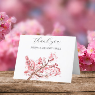 Cherry Blossom Pink Floral Wedding Thank you 