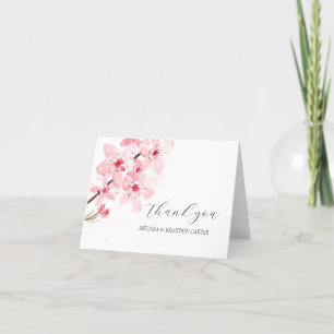 Cherry Blossom Pink Floral Wedding Thank you 