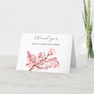 Cherry Blossom Pink Floral Wedding Thank you Card