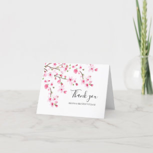 Cherry Blossom Pink Floral Wedding Thank you  Card
