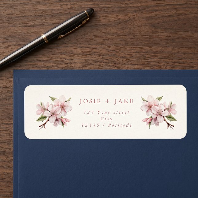 Cherry blossom pink flower return address label (Cherry blossom pink flower return address label)