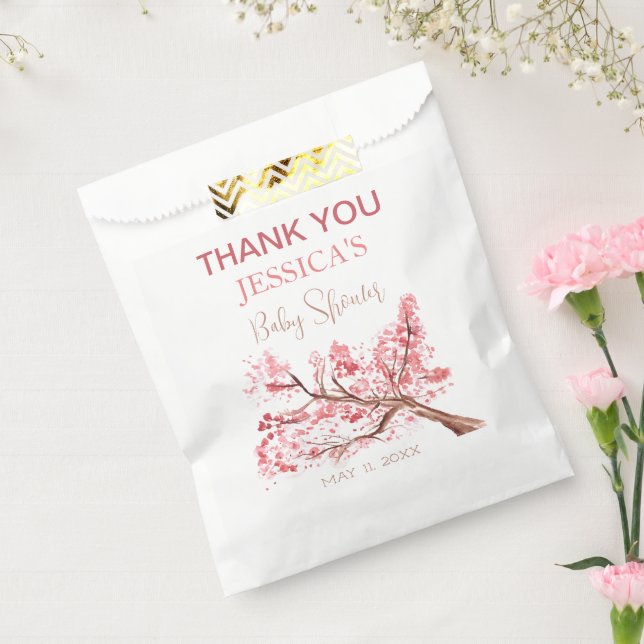 Cherry Blossom Pink Flowers Baby Shower Girl Favour Bag (Sealed)