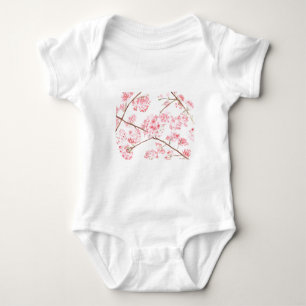 Cherry blossom pink flowers Girly Japanese Sakura Baby Bodysuit