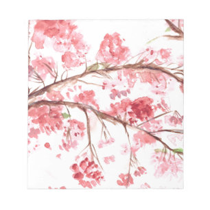 Cherry blossom pink flowers Girly Sakura Asian Notepad