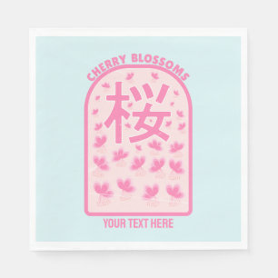 Cherry blossom pink flowers Japan Napkin