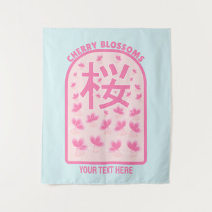 Cherry blossom pink flowers Japan Tapestry