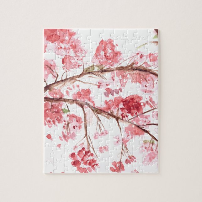Cherry blossom pink flowers Sakura Asian Japanese Jigsaw Puzzle (Vertical)