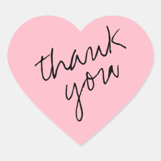 Cherry Blossom Pink Heart Thank You Sticker
