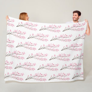 Cherry Blossom Pink Japanese Sakura Kawaii  Fleece Blanket