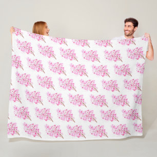 Cherry Blossom Pink Japanese Sakura Kawaii  Fleece Blanket