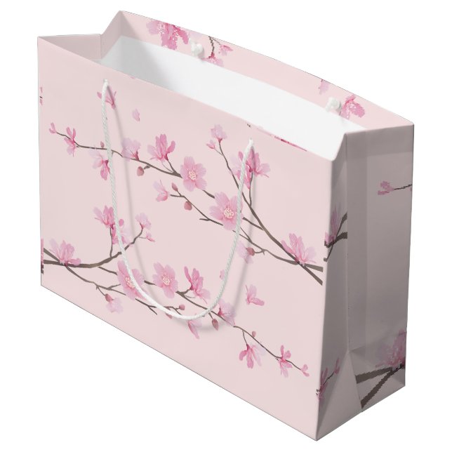 Cherry Blossom - Pink Large Gift Bag (Back Angled)