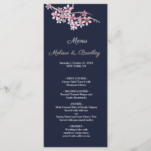Cherry Blossom Pink navy floral  Wedding Menu