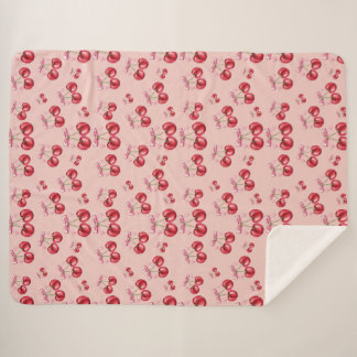 Cherry Blossom Pink Pattern Sherpa Fleece Blanket