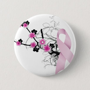 Cherry Blossom Pink Ribbon 6 Cm Round Badge