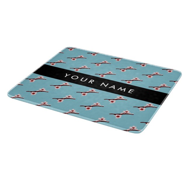 Cherry Blossom, Pink Sakura, Your Name Cutting Board (Corner)