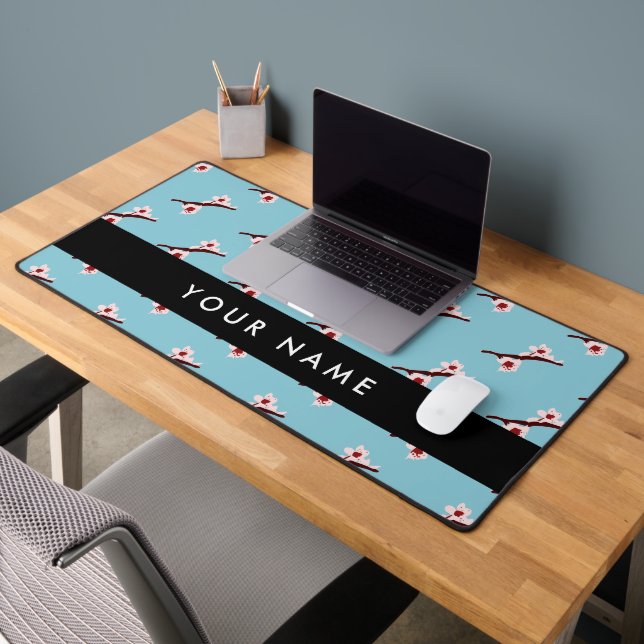 Cherry Blossom, Pink Sakura, Your Name Desk Mat (Office 2)