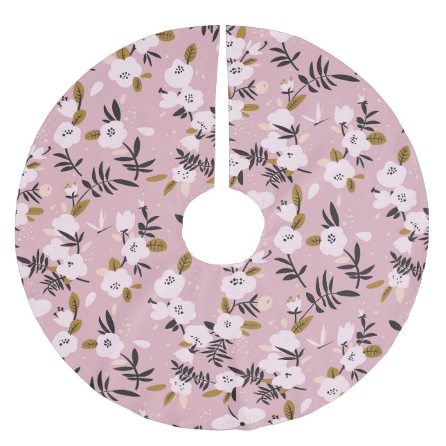 Cherry Blossom Pink: Tender Spring Brushed Polyester Tree Skirt (Front)