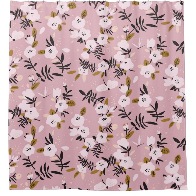 Cherry Blossom Pink: Tender Spring Shower Curtain (Front)