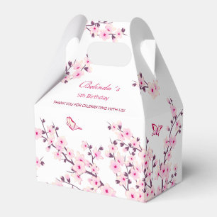 Cherry Blossom Pink White Birthday Thank You Favour Box