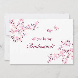 Cherry Blossom Pink White Bridesmaid Invitation